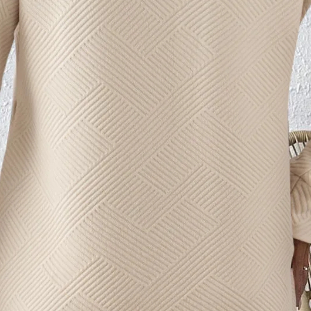 Tan Round Neck Textured Mini Dress - Picture 2 of 5